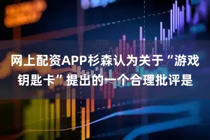 网上配资APP杉森认为关于“游戏钥匙卡”提出的一个合理批评是